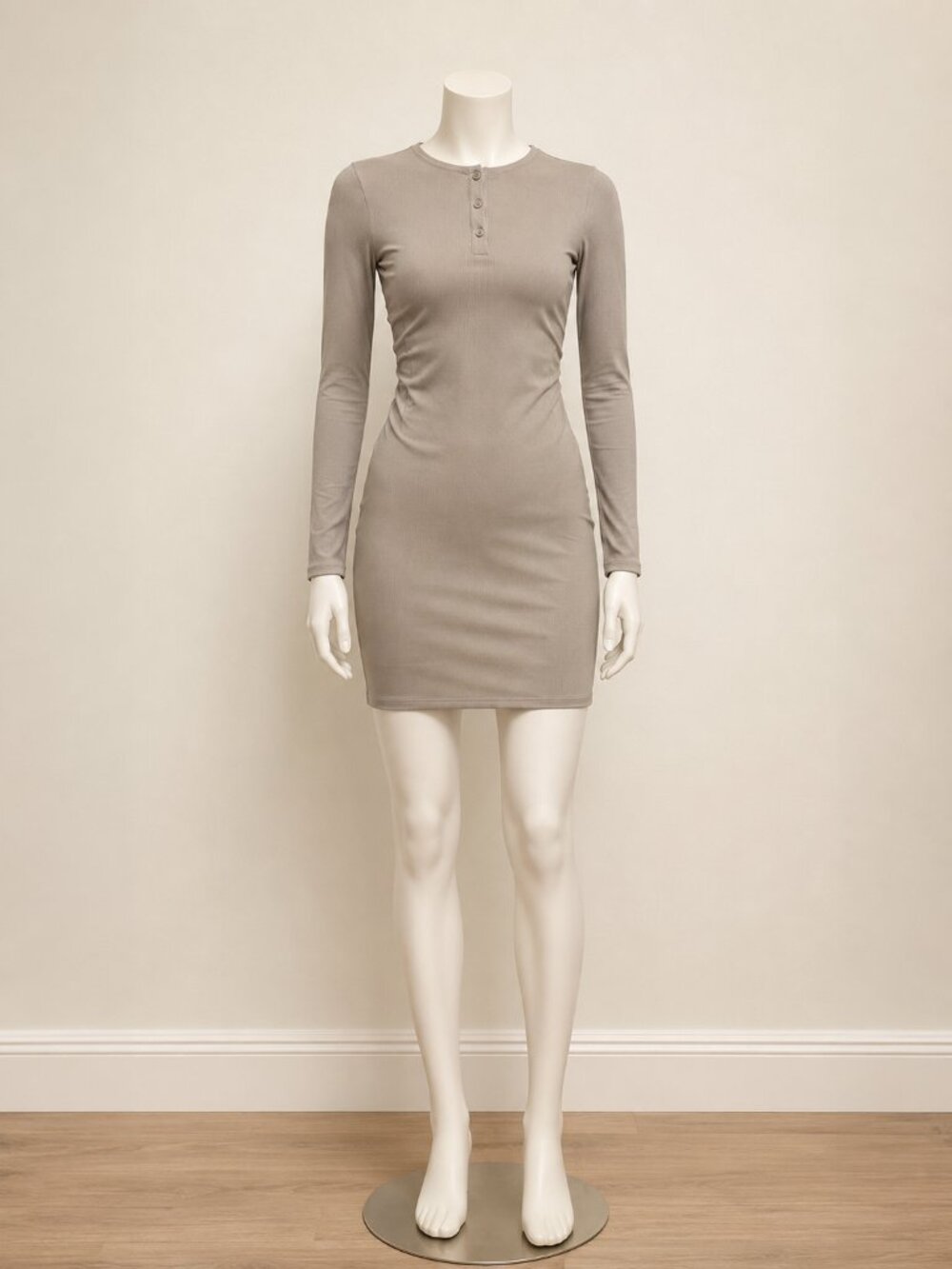 Lululemon All Aligned Ribbed LS Henley Dress WSHG - Sz 14 (Taupe) - NWT